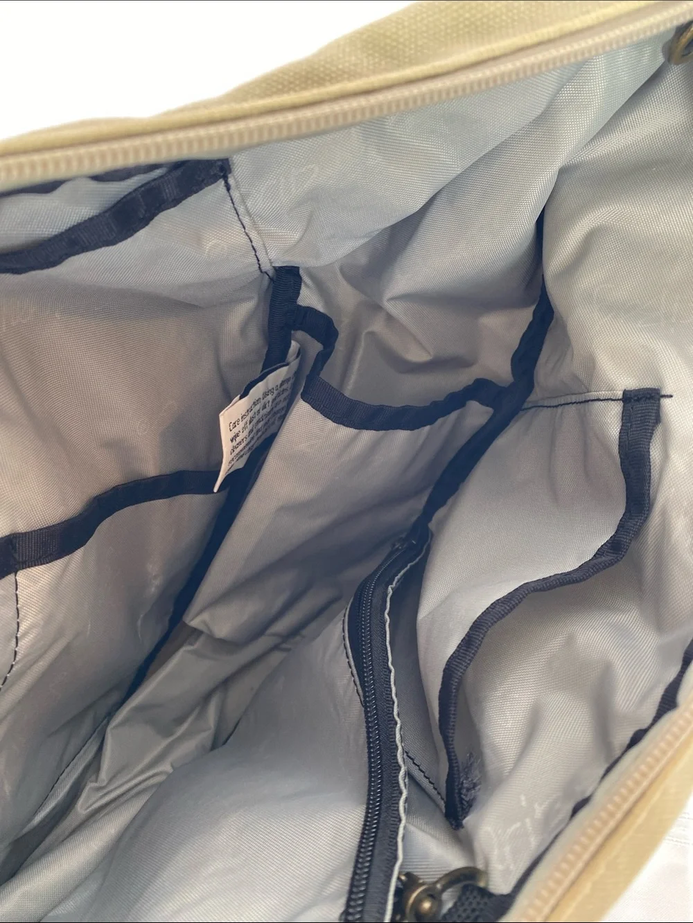 L.L. Bean Ameribag Khaki Canvas Sling Bag with Brown Leather Trim